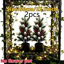 Artificial Realistic Cedar With Red Berries, Spring/Summer Indoor/Outdoor Decoration, Suitable For Easter, Independence Day, Halloween, Christmas, Multi-Holiday, Multi-Scenario, High Foliage Realism, Plump And Bright Berries - Multicolor - View 10
