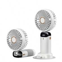 USB Portable Mini Fan With Digital Display, Quiet 800mAh Rechargeable, 3-In-1 Handheld Neck Hanging Desktop Cooling Fan For Office, Dorm, Outdoor Camping, 90° Foldable Base - Multicolor N15 - View 10