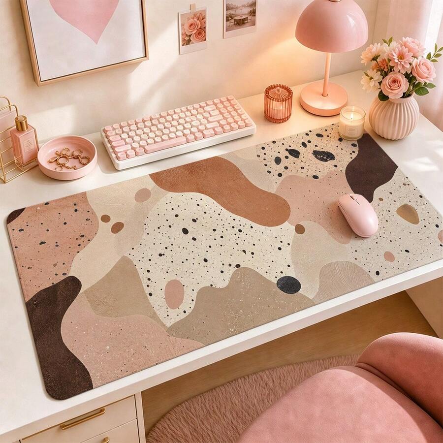 Quail Speckle Clay Large Mouse Pad, Animal Print Desk Mat, Abstract Neutral Mousepad, Non-Slip Style Decor For Laptop, Keyboard, Home Office - View 1
