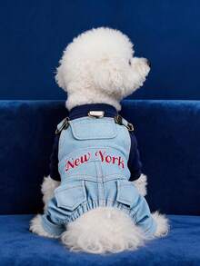 PETCIRCLE 1PC Pet Clothes Small Dog Puppy Cute Letter Patch Pocket New York Overall - Multicolor - View 1