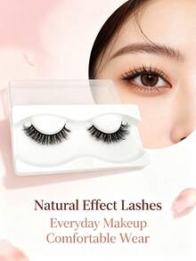 1 Pair/Pack Fluffy Curled Faux Mink Eyelashes, 15mm 8D Thick False Lashes, Cat Eye Makeup Effect, Lengthening & Volumizing Eyelash Extensions - Black - View 7