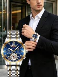 VA VA VOOM Brand Men's Watch, Stainless Steel Fashion Strap, Analog Tourbillon Design, Calendar Movement, Business Men's Quartz Watch - one-size - View 5