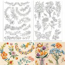 1pc Water-Soluble Collar Embroidery Stabilizer - Pre-Printed Floral Pattern Design - Adhesive And Sewable Embroidery Paper For Hand Embroidery Enthusiasts - A254 - View 14