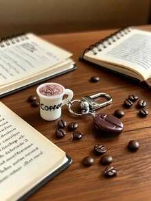 1pc Coffee Cup Keychain - Realistic Coffee Bean And Cup Design, Suitable For Coffee Lovers, Car Key, Bag Pendant, Can Be Used As A Small Gift Key Ring - Multicolor - View 4