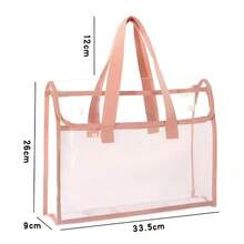 Bolsa para documentos de examen de estudiantes, carpeta impermeable de PVC de doble capa tamaño A4 con asa yúltiples compartimentos para almacenamiento de documentos infantiles. - Beis - Ver 1