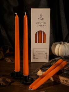 25cm Orange Gift Box Scented Candle Set, Soy Wax Made, Smokeless Fragrance Candle, 4 Hours Burn Time, Autumn, Halloween Home Decor Candle, Essential Atmosphere Candle, Suitable For Gifting To Friends, - Orange Cone Long Pole - View 9