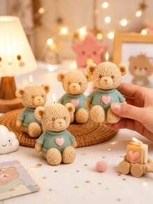 1pc Heart-Shaped Sweater Bear Silicone Mold, Suitable For DIY Crafts - Suitable For Handmade Sweater Bears, Candle Making, Wax Mold, Rectangular Bear Shape With Sweater, Desktop Decoration For DIY Enthusiasts And Artisans - Sweater Bear Mold - View 1