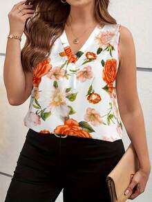 [Free Shipping]Women's  Casual Floral Print Sleeveless Shirt, Suitable For Summer - Mixed - View 2