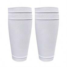 Double Layer Breathable Elastic Football Shin Guard Socks With Mesh Reinforced Pocket - Multicolor - View 4