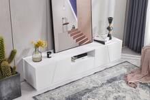 Modern TV Stand 170 Cm Patchwork Style White MDF - 白色 - 查看 3