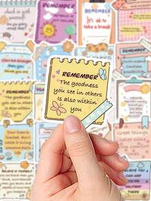 50Pcs Inspirational English Stickers, Decorative Decals For Water Tumbler, Laptop, Phone Case, Luggage, Office & Scrapbook, Ideal Birthday Gift, School Reward & DIY Craft Supplies School Supplies - 50pcs - View 5