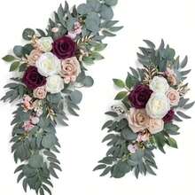2pcs 2D Flat Acrylic Decorative Hanging Ornaments, Non-3D Orange Flower Curtain Decor For Wedding Ceremony, Birthday Party, Graduation Ceremony And Other Occasions, Wedding Celebration Welcome Curtain - A - View 3