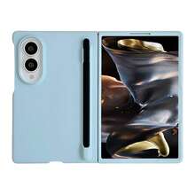 Candy Color Pen Slot Phone Case With 1 Stylus Pen, Hard PC Back Plate Protective Phone Cover Compatible With Samsung Galaxy Z Fold 8 - Baby Blue - View 3