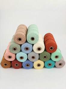 3mm 100%純棉彩色手工扭繩編織繩 DIY家居婚禮裝飾用品 100m 捲 - 3mm100m - 查看 3