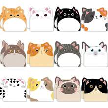 1/3/12pcs Cute Cat Cartoon Sticky Notes, Adhesive Cat Stickers, Strong Adhesion, Convenient For Office And Study, Suitable For Back To School Season, Refrigerator Message Notes - Multicolor - View 8