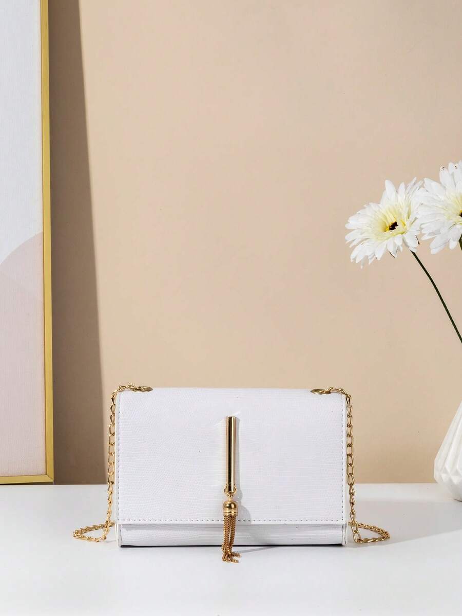 Accesorio de colgante con borla para bolso bandolera - Blanco - Ver 1