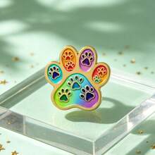 Cute Dog Paw Print Hard Enamel Pin, Lapel Brooch, Animal Paw Metal Badge Decor For Backpack Jacket Hat, Gift For Dog Lovers Gifts - Multicolor - View 5