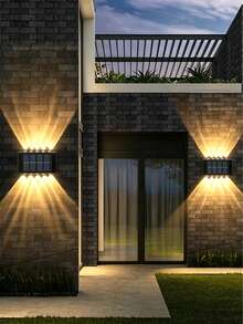 戶外太陽能壁燈 8LED/10LED（白光、暖光）家用戶外照明燈具 太陽能凸透鏡上下照壁燈 適用於圍欄、柱子、停車場、車庫、花園及其他裝飾 1件/2件/6件 - 凸鏡壁燈 - 查看 14