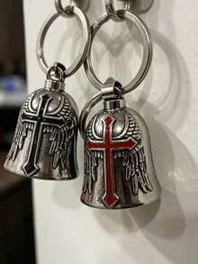 1pc Punk Vintage Style Bell, Zinc Alloy Embossed Pattern, Lucky Amulet Pendant. Suitable For Motorcycle, Bicycle, Pet, Backpack, Key Chain Decoration - Multicolor - View 14