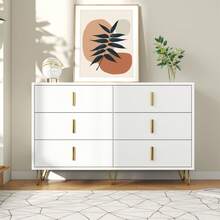 Elegant Sideboard With Modern Design, White And Gold Accents - 白色 - 查看 6