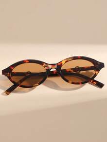 1 Pair Unisex Leopard Print Brown Fashion Glasses, UV Protection, Bohemian Style Design, Blending Modern And Vintage Charm, Suitable For Street Photography, Outfit, Vacation, Travel And Other Occasions, A Fashion Accessory Choice - Leopard Tea - View 3