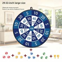 1pc Digital Flat Print Dart Board Set, Extra Large 29.53 Inch, Includes 12 Adhesive Dart Balls, 2 Hooks, Suitable For Indoor, Outdoor, Yard, Park, Party. - Multicolor - View 2