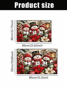 1/16pcs 15.75x23.62in/19.69x31.5in Christmas Snowman Pattern, Decorated With Poinsettia, Christmas Balls And Red Holly Berries, Suitable For Entryway, Kitchen, Balcony, Bedroom And Other Areas, Adding Festive Winter Atmosphere To Home Decor - Multicolor - View 7