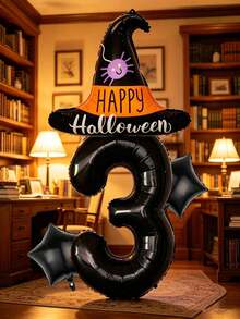 4pcs Black Wizard Hats With Star Pattern, Suitable For Halloween Party Decoration, Children's Birthday Party, Theme Party, Holiday Events And Party Decoration - View 4
