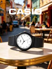 Casio 1 件男女通用石英模拟手表，简约圆形表盘轻巧腕表，MQ-24-7E - 黑色 - 查看 5