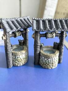 Handgefertigter Vintage-Wunschbrunnen Feengarten Miniatur-Ornament, geeignet für friedliche Küsten- oder Gartenszenen, Tischdekoration für Dörfer, kann für Weihnachts-, Halloween- und Herbst-Heimdekoration verwendet werden - Wunschbrunnen - Übersicht 1