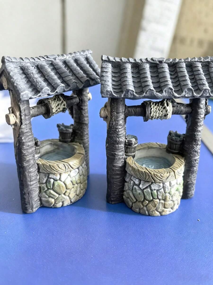 Handgefertigter Vintage-Wunschbrunnen Feengarten Miniatur-Ornament, geeignet für friedliche Küsten- oder Gartenszenen, Tischdekoration für Dörfer, kann für Weihnachts-, Halloween- und Herbst-Heimdekoration verwendet werden - Wunschbrunnen - Übersicht 1