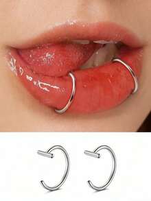 VJS 1/3/5pcs Punk Lip Ring Nose Ring Fake Nose Ring Septum Piercing Clip Mouth Ring Fake Piercing Body Clip - Multicolor - View 2