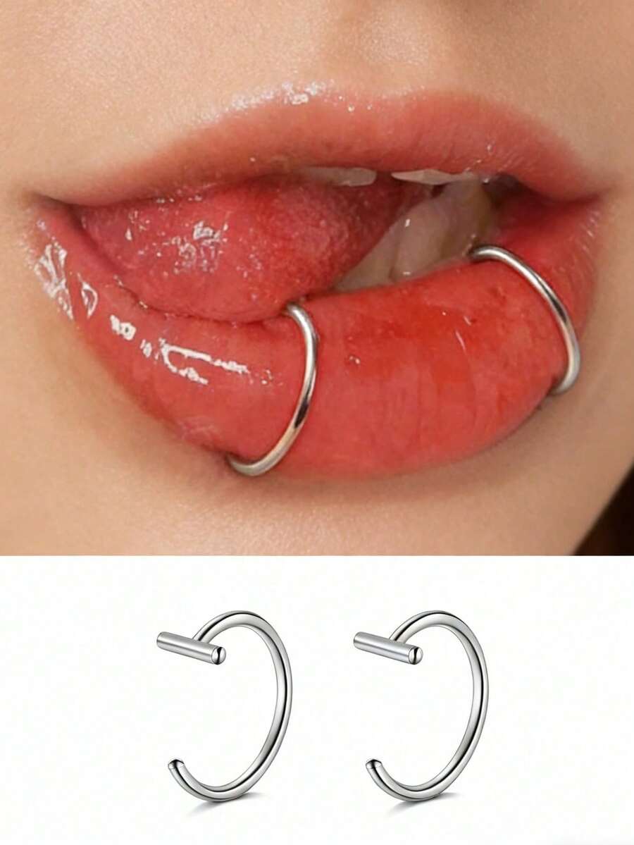 VJS 1/3/5pcs Punk Lip Ring Nose Ring Fake Nose Ring Septum Piercing Clip Mouth Ring Fake Piercing Body Clip - Multicolor - View 1