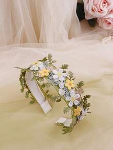 1件女孩森林仙女花卉髮箍，田園風雛菊花卉髮箍 - 彩色 - 查看 6