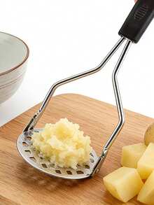 1pc Stainless Steel Potato Masher, Manual Vegetable & Bean Masher, Suitable For Potato, Sweet Potato, Beans And Vegetables, Home Cooking Meal Prep Kitchen Tool, Mother's Day, Spring Cooking - Black - View 1