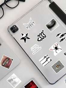 65 Pcs Dark Gothic Meme Stickers, Edgy Aesthetic Decals With Occult & Symbol Mashups For DIY Personalization, Alternative Subculture Vinyl Set For Kindle, Laptop, Notebook, Journal, Scrapbook Suplies, Office Decor, Desk Accessorries - Multicolor - View 8