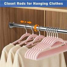 5 Sizes, Stainless Steel Adjustable Closet Rod, Suitable For Wardrobe, Room Divider Curtain Rod, Easy To Install, Suitable For Bathroom, RV, Living Room, Bedroom, Curtain Rod, Closet Hanging Rod, Clothes Drying Rod, Bathroom Accessories - Silver - View 2