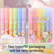 6pcs Fruit Scented Soft Tip Triangular Barrel Highlighter Pens, Office Use Planner Marker Highlighter Pens, Back To School, First Day Of School - Multicolor - View 7