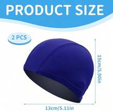 Set 2 cuffie nuoto unisex elastiche morbide nero e blu, taglia unica per capelli corti lunghi uomo donna bambino piscina surf - A - Visualizzare 2