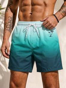 Men's Hawaiian Style 3D Print Casual Lightweight Beach Shorts - Quick Dry, Drawstring Waist, Perfect Choice For Summer Outings - Baby Blue - View 2
