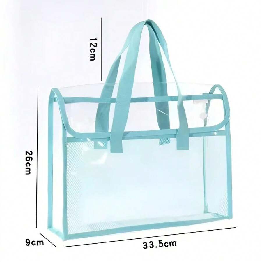 Bolsa para documentos de examen de estudiantes, carpeta impermeable de PVC de doble capa tamaño A4 con asa yúltiples compartimentos para almacenamiento de documentos infantiles. - Blanco - Ver 1