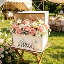 1pc Exclusive Wooden Greeting Card Box, Dual-Use, Greeting Card Box/Flower Display Box. Suitable For Wedding/Party/Birthday/Event/Anniversary/Celebration/Bridal Shower - A - View 9