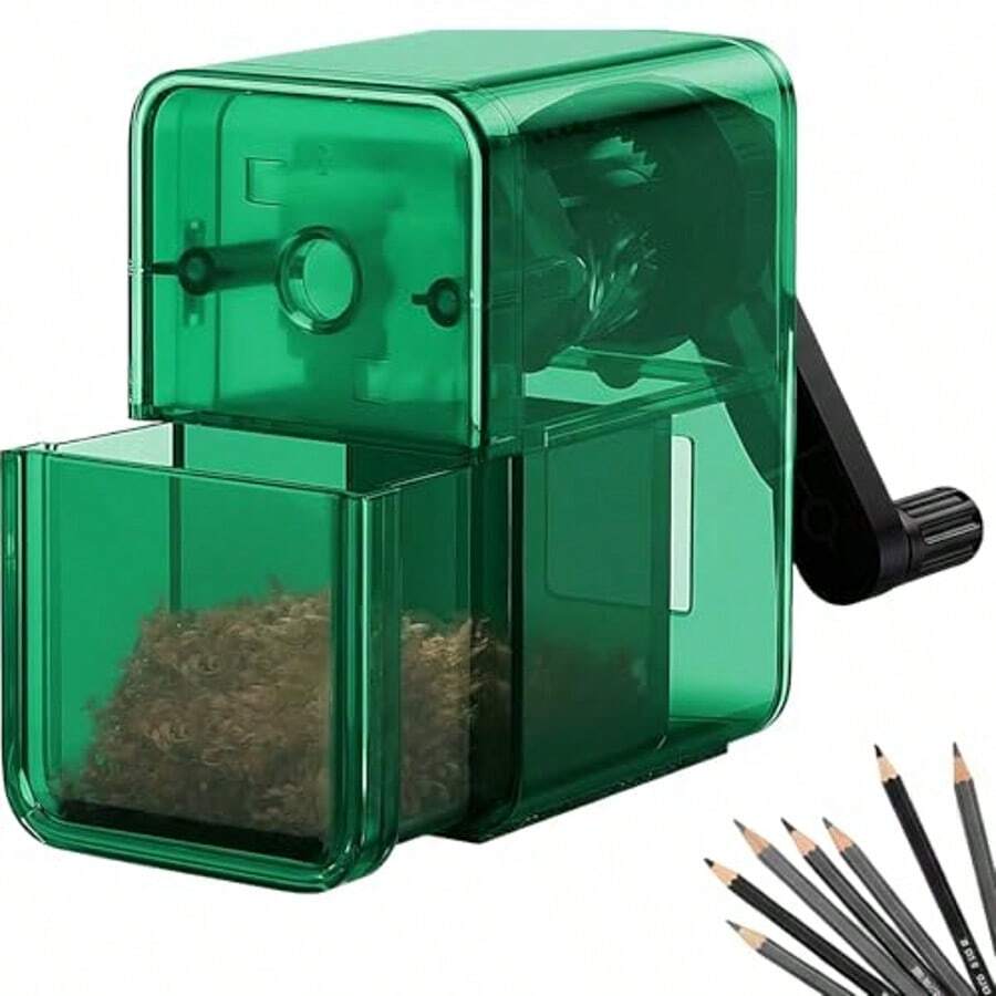 Manual Pencil Sharpener - Hand-Crank Transparent Pencil Sharpener, Powerful Spiral Blade For Fast Sharpening, Perfect For Sketching, Art, School Use - Multicolor - View 1