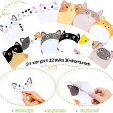 1/3/12pcs Cute Cat Cartoon Sticky Notes, Adhesive Cat Stickers, Strong Adhesion, Convenient For Office And Study, Suitable For Back To School Season, Refrigerator Message Notes - Multicolor - View 5