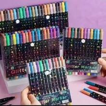 48/24/2 Colors Dual-Tip Glitter Pens, Quick-Drying Ink, Fine Tip, Suitable For Scrapbooking, Card Making, Planner, This 24-Color Dual-Tip Glitter Pen Set Is An Ideal Choice For Artists And Crafters - Sets - View 8