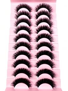 New 10 Pairs 18mm 3D Mink Fur False Eyelashes 8D Dense Fluffy Soft Eyelash Extensions Natural Makeup Mink Fur Eyelashes - 黑色 - 查看 3
