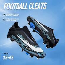 Men's High-Performance Training Football Shoes, Unisex Football Boots, Comfortable Insole, Non-Slip Grip, Durable, Long-Term Professional Outdoor Training Sports Shoes - Black - View 3