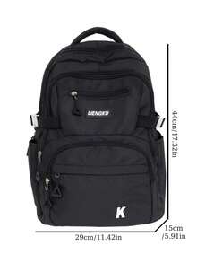 1 pieza Mochila básica clásica de moda para volver a la escuela, con compartimento para portátil y correas ajustables, diseño espacioso, múltiples bolsillos, mochila de viaje casual ligera, perfecta para niñas/adolescentes/estudiantes/graduados, ideal para uso diario, salidas, viajes, escuela y volver a la escuela - Multicolor - Ver 2