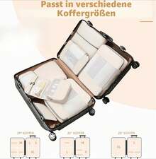 8er-Set Packwürfel in verschiedenen Größen Reiseorganizer für Handgepäck & Koffer Farbe Beige - Übersicht 6