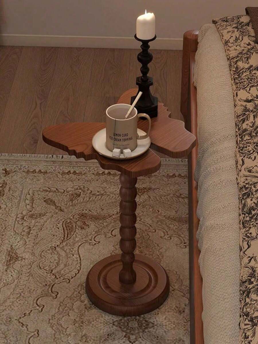 1pc Small Compact Space-Saving Multifunctional Durable Sturdy High-Quality Wooden Metal Butterfly Pattern Modern Vintage Luxury Side Table/End Table/Coffee Table/Desk, Suitable For Balcony, Entryway, Living Room, Home Office, Study, Dorm, Apartment Decor, Multi-Purpose Practical - Multicolor - View 1